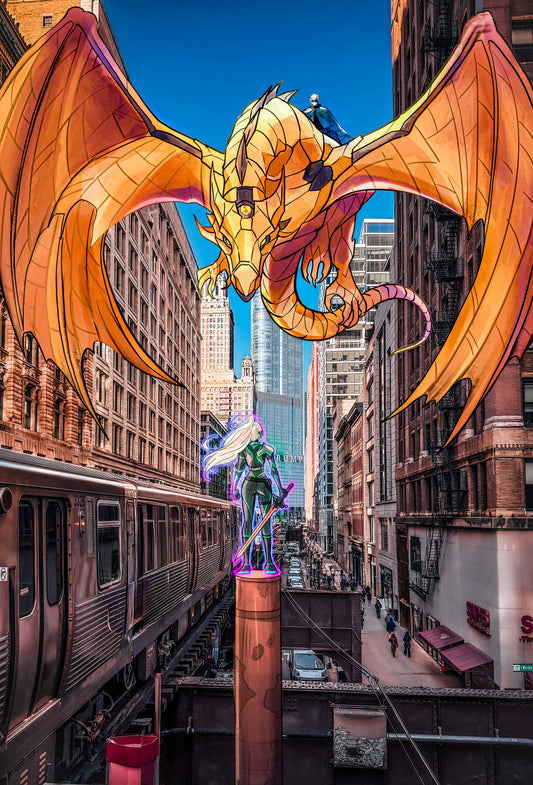 The Descent of the Sunwyrm (Canvas)